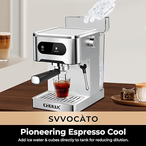 Miniatura 5 de CHULUX Svvocàto - Máquina de café espresso caliente y frío, bomba italiana de 20 bares, cafetera profesional para el hogar, cafetera de café con