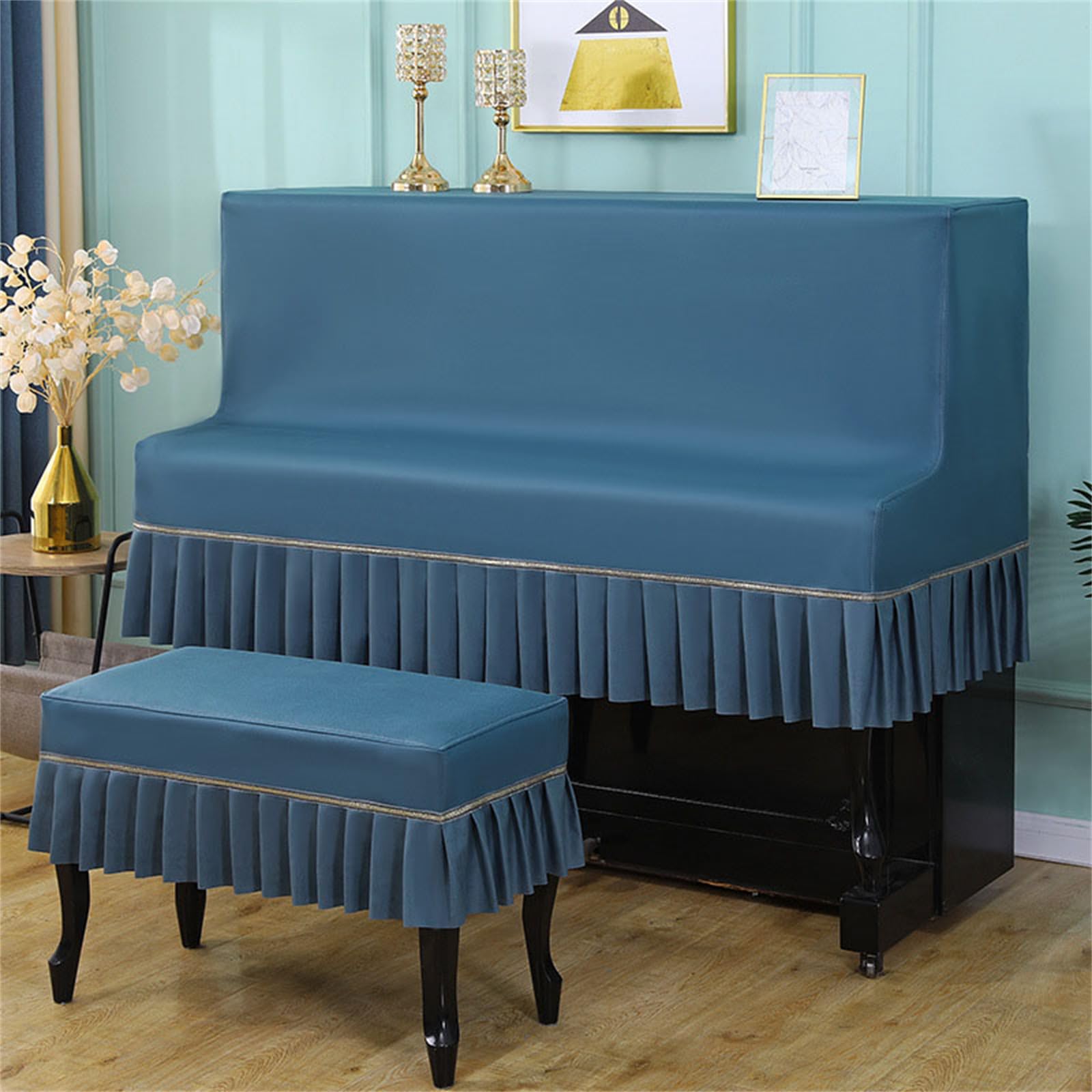 Telo coprisgabello per Pianoforte Verticale, Copertura Protettiva Universale per Pianoforte Verticale con Orlo in Pizzo, Copertura Decorativa per Mezzo Pianoforte per Pianoforte Verticale Un