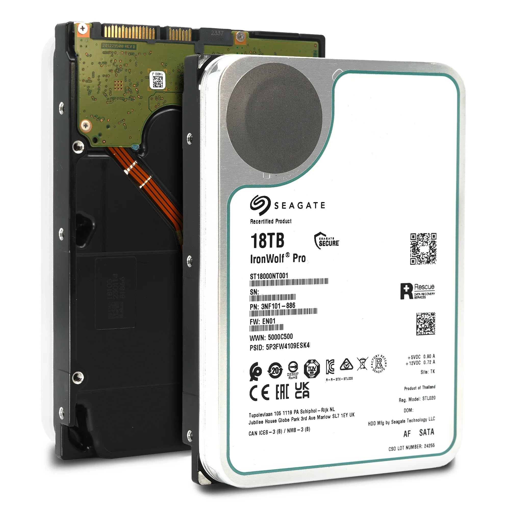 Seagate IronWolf Pro 18TB ST18000NT001 Interne NAS Festplatte 3.5 Zoll HDD, Serial ATA III, 7200RPM, 256MB Cache (Reconditionné)