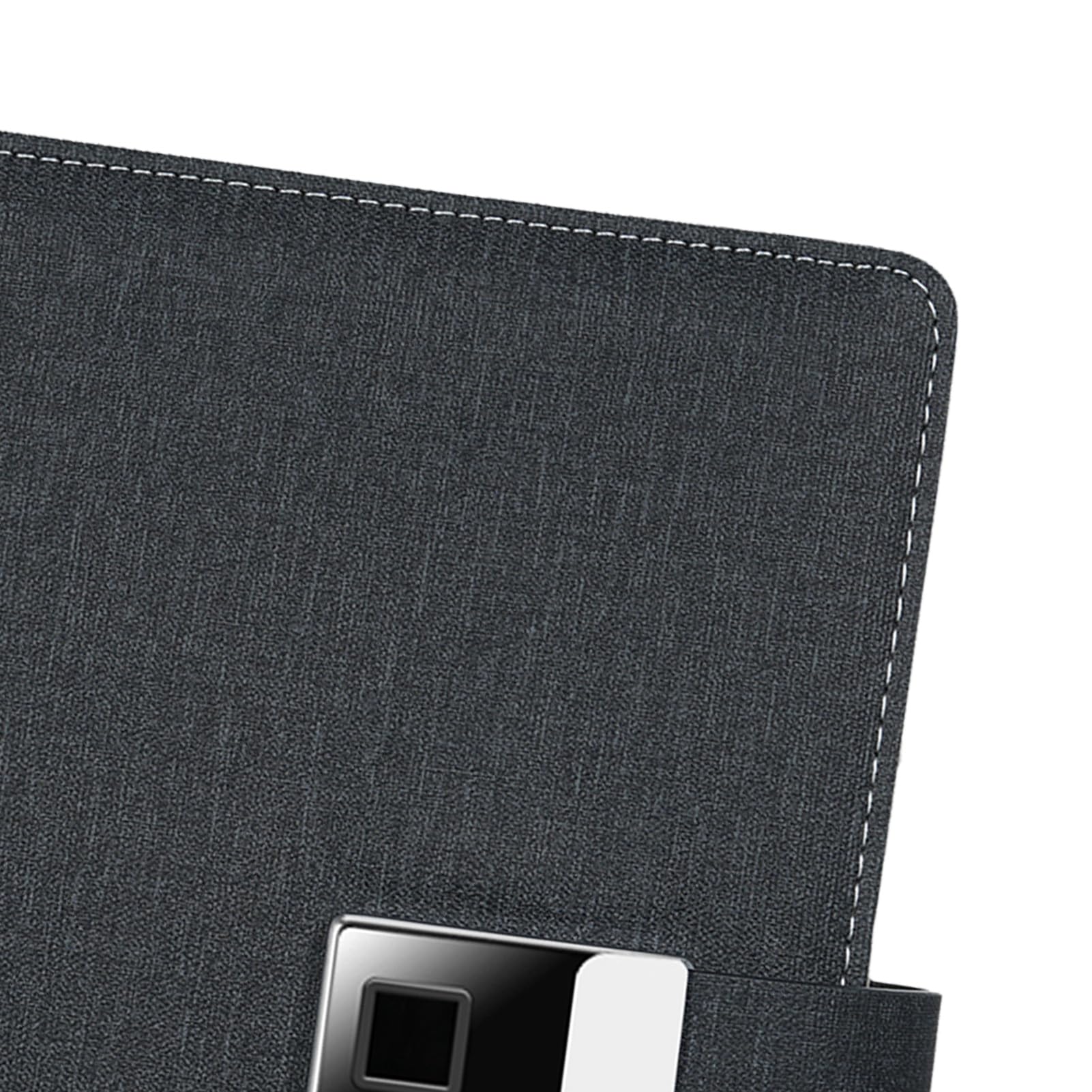 ZJchao Cuaderno de Cuero A5 con Bloqueo de Huellas Dactilares, Unidad USB, Diario Rayado, Planificador, Carpeta de 6 Anillos de 100 Páginas, para Estudiantes Profesionales, Color Negro