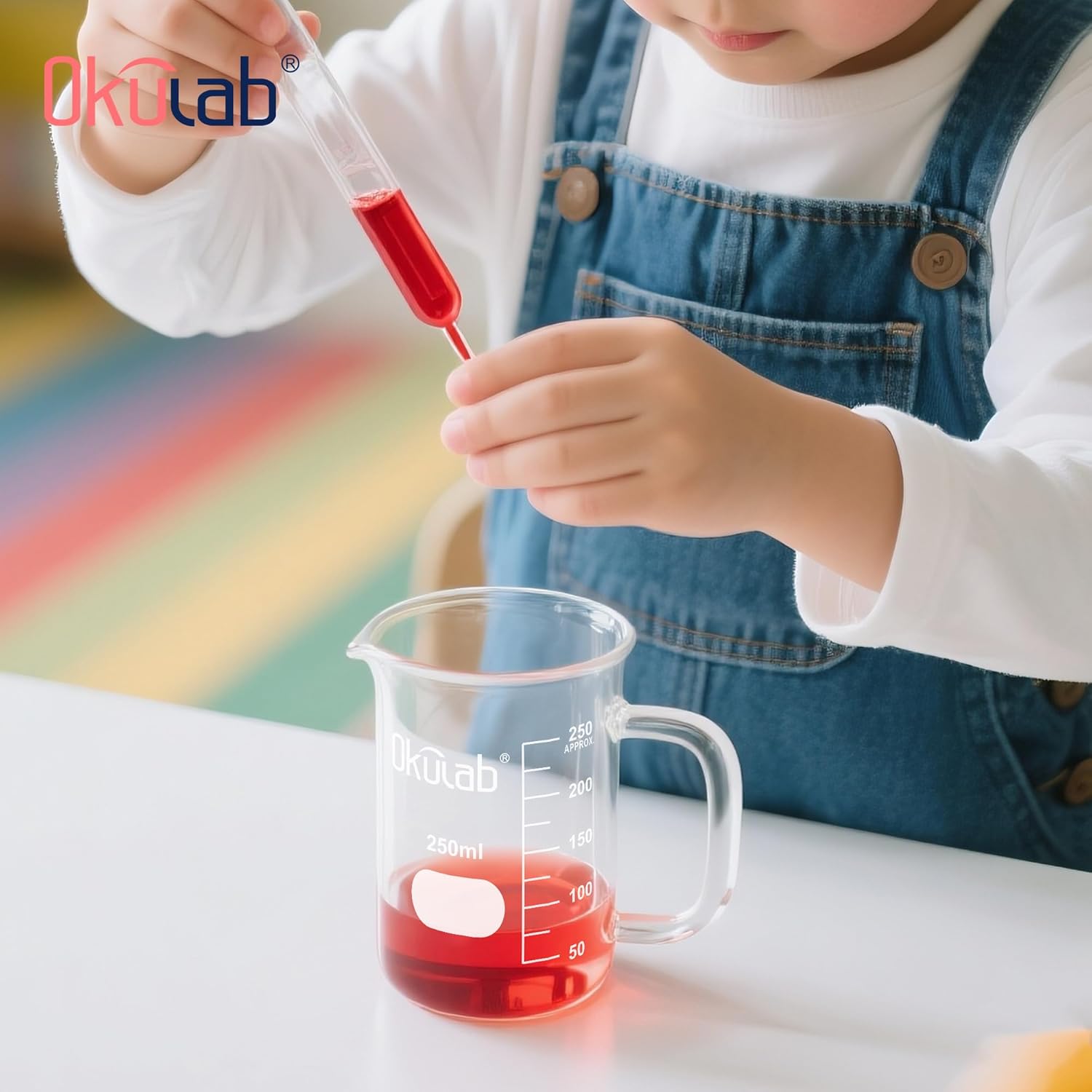 Glass Beakers with Handle, 2 Pcs 250ml 3.3 Borosilicate Glass Beaker Measuring Cups with Spout for Laboratories, Classrooms or Home, Lab Beakers, BKLGH250A2