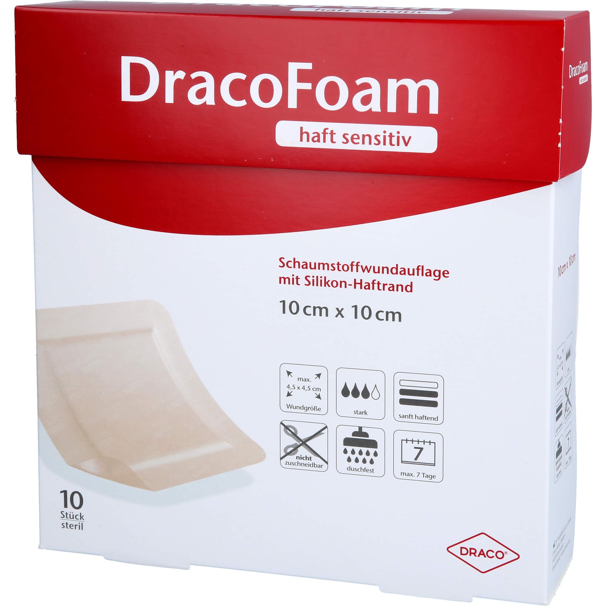 DRACOFOAM Haft sensitiv Schaumst.Wund.10x10 cm 10 St