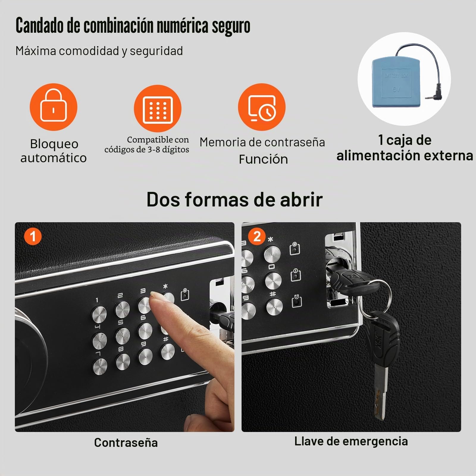 VEVOR Caja Fuerte para 6-8 Rifles con Cerradura y Teclado Digital Gabinete de Almacenamiento para Armas de Acceso Rápido con Estante Extraíble para Rifles y Escopetas para Hogar (Requiere Ensamblaje)