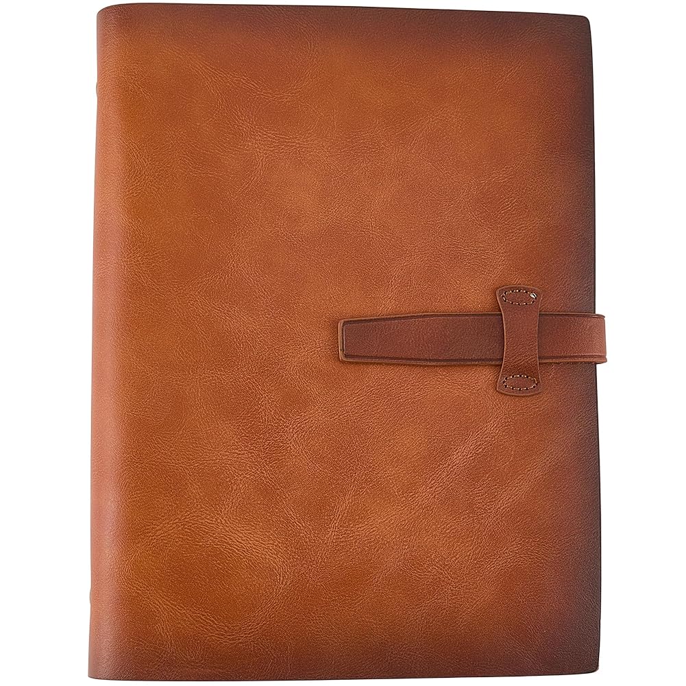 CALFOVERA A5 200 Pages Soft Cover PU Leather Planner Notebook Protector Folder Refillable 6 Ring Planner Cover Loose Leaf Binder Travel Journal Notebook with Divider Pocket for Meeting Paper(Black)