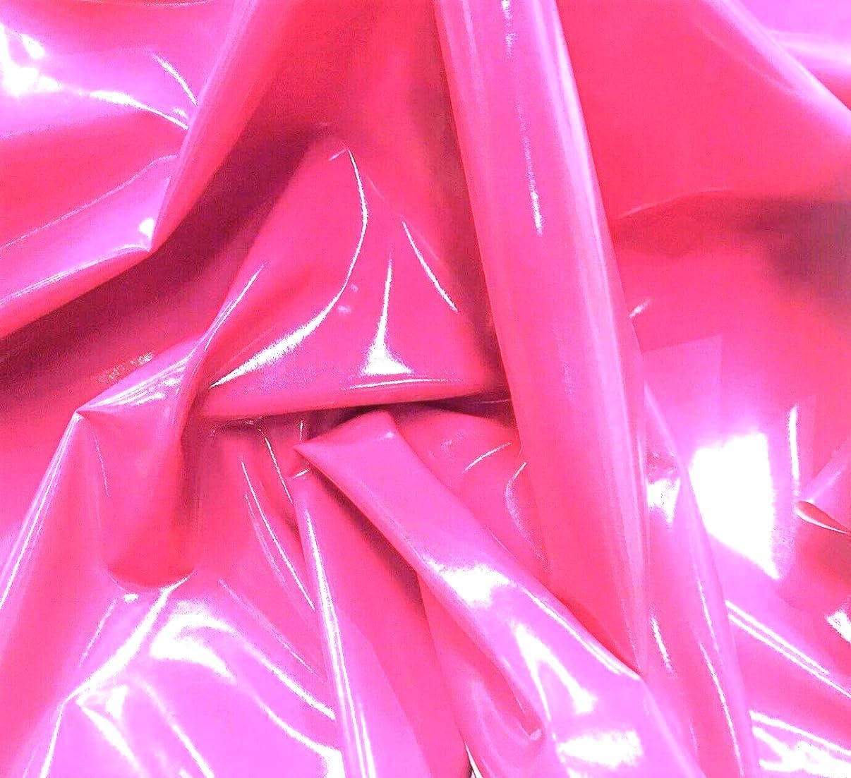 Keily & Megan Inc, 54 Wide Spandex Dancewear Shiny Stretch Faux Latex Vinyl Fabric by The Yard (3 Yards, Dark Pink)