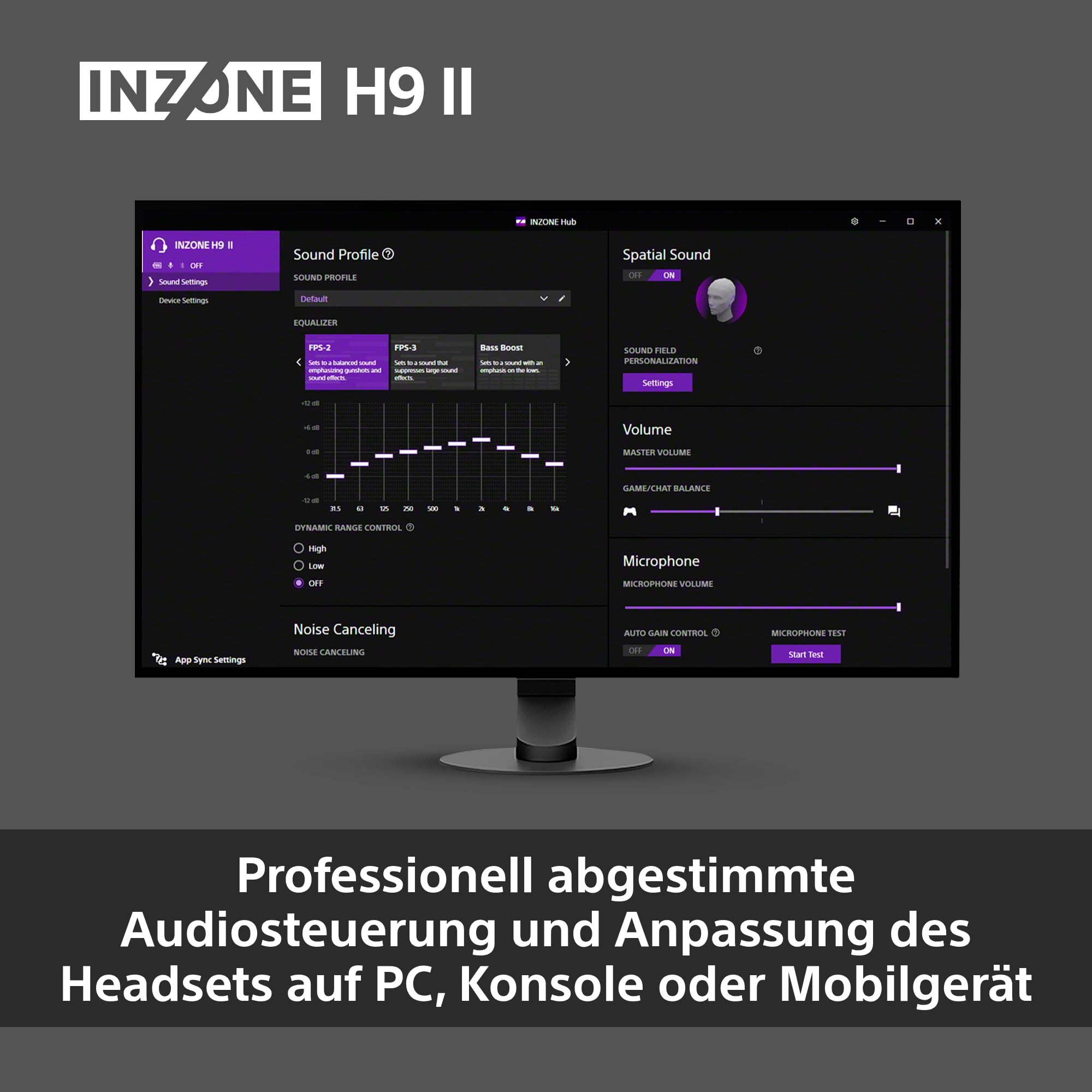 Sony INZONE H9 II Kabelloses Noise Canceling PC-Gaming Headset, Leicht, Anpassbarer Sound-EQ, Abnehmbares Kardioid-AI-Mikrofon, 30h Akku, 2.4GHz & Bluetooth, Soft Case Inklusive, Schwarz