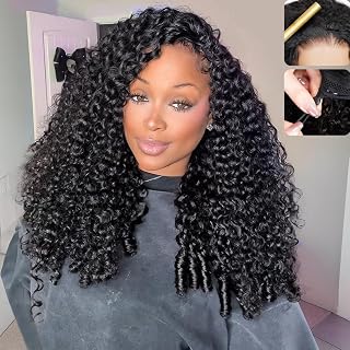Burmese Curly Half Wig Human Hair for Women Curly Half Wig Human Hair with Drawstring Friendly for Beginner 24 Inch Wear and Go Glueless Wigs Human Hair with Spiral Curls End 180 Density