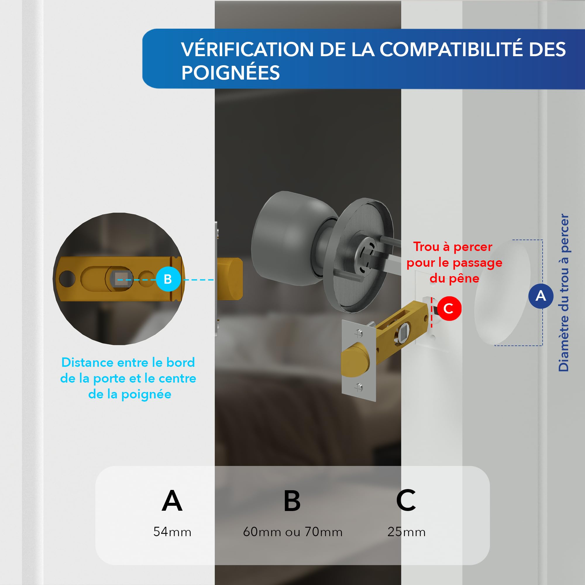 XFORT Tulip Privacy Knob – Poignée à Condamnation pour Portes Intérieures en Bois – Bouton Poignée de Porte pour Salle de bain, WC et Toilettes – Finition Chrome Satiné – Kit Complet