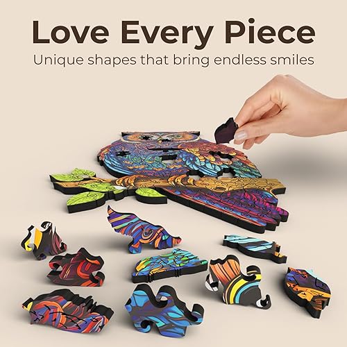 Miniatura 3 de Rompecabezas de madera del búho del juicio, elegante e intrincado para los amantes de la naturaleza y búho, tamaño A4, 6.7 x 10.6 pulgadas