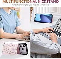 Vista 15 de UEEBAI Funda tipo cartera para iPhone 15 Pro Max con tarjetero, cubierta de cuero PU con soporte, bloqueo RFID, doble cierre magnético, relieve