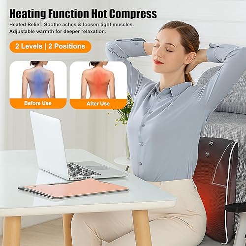 Miniatura 4 de Shiatsu - Masajeador de espalda y cuello con calor, masajeador de espalda para aliviar el dolor de tejido profundo, almohada de masaje de