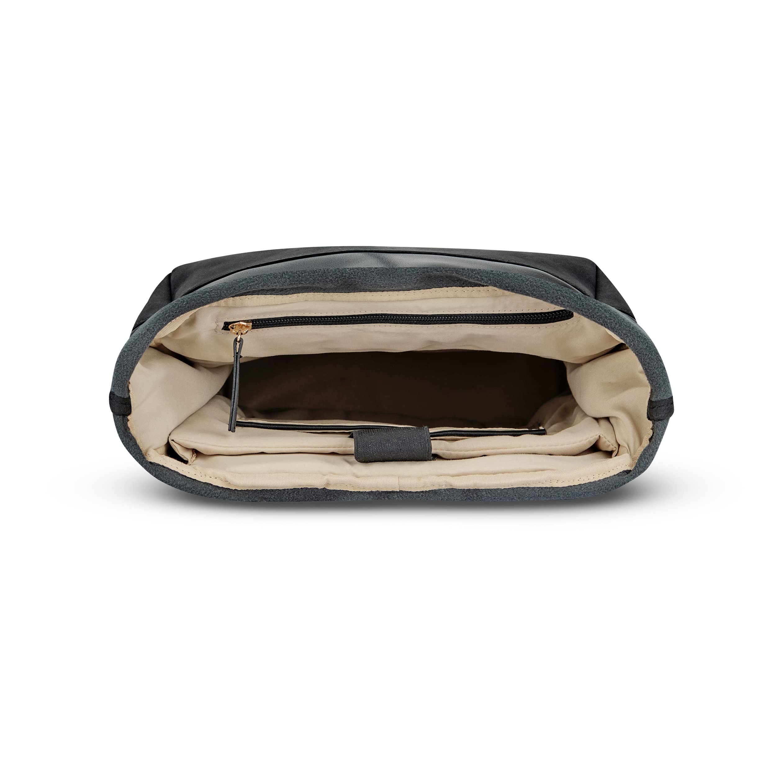 Expatrié Zaino Donna Nero - Adele - Zainetto Elegante per Università, Lavoro, Bici, Viaggio - Rolltop Grande con Vano per PC Portatile - Impermeabile