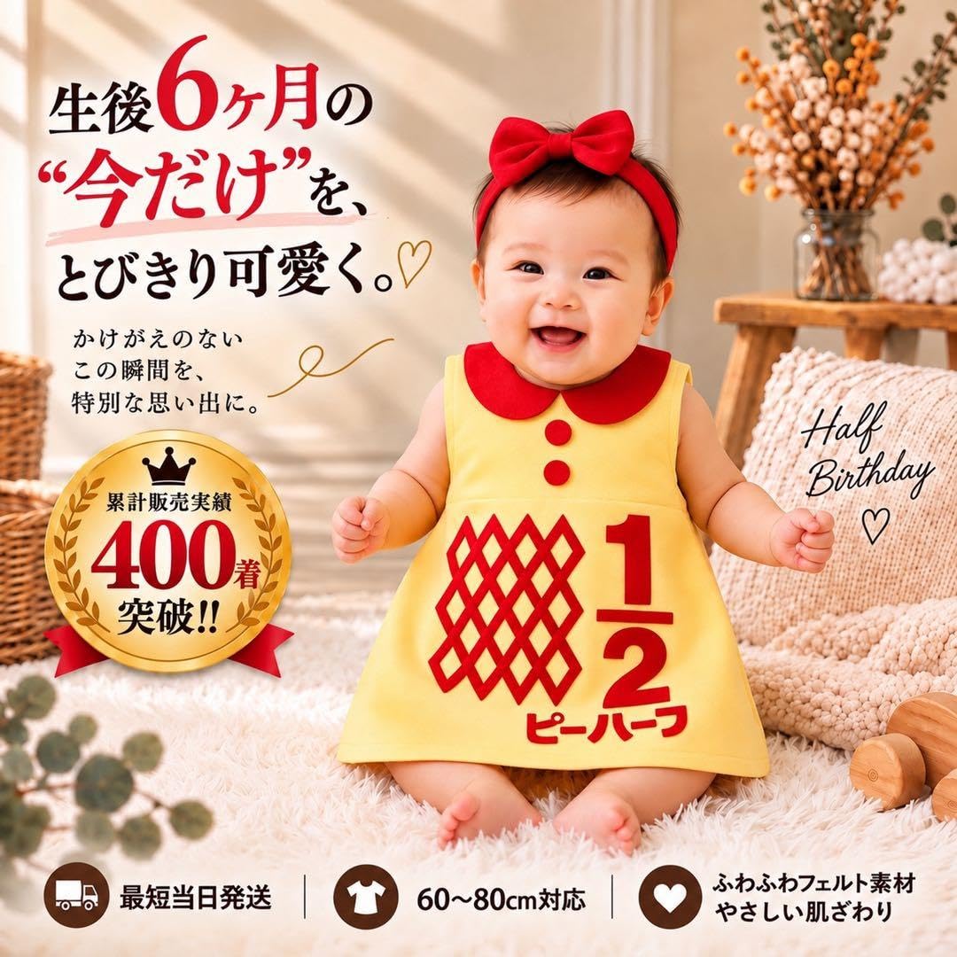 しろ♡ キューピーハーフワンピース　ハーフバースデー女の子衣装 Amazon.co.jp: 【世界に一つ】 リニューアル！！ キューピーハーフ