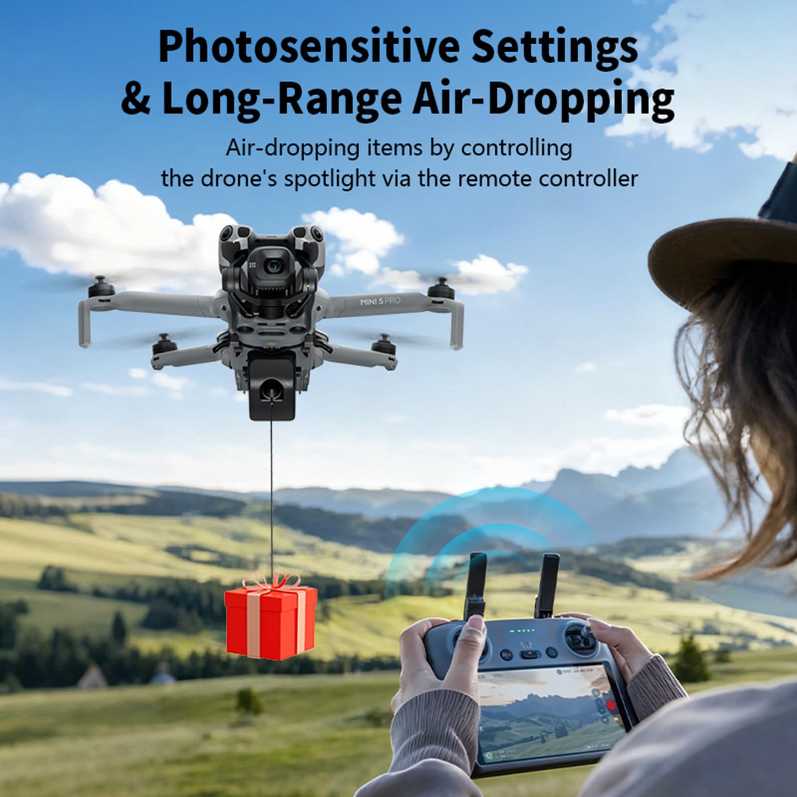 LICHIFIT Drone Airdrop System for DJI Mini 5 Pro Drone Light-Sensitive Thrower Transport Delivery Payload Release MINI5 PRO Air Dropping Device with Propeller Fixator - Image 2
