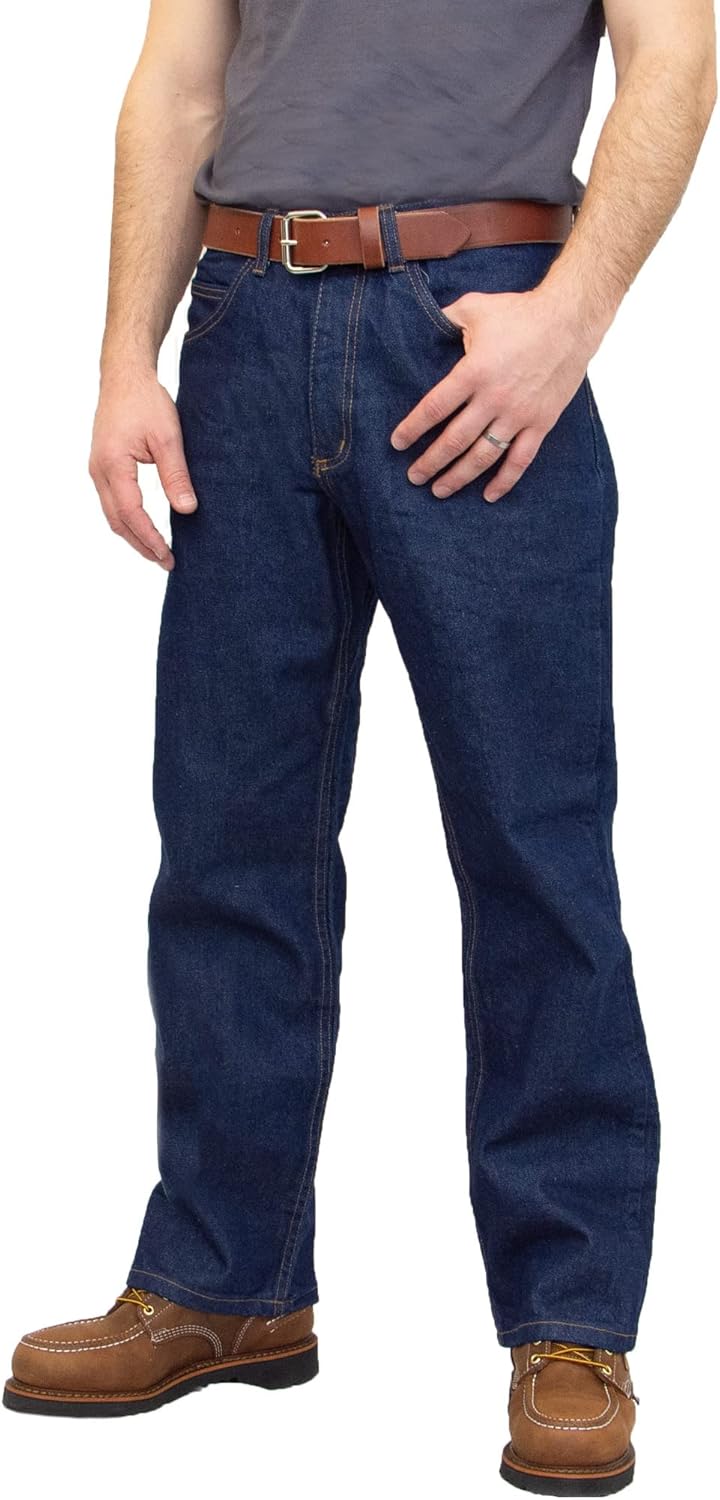 Men’s Boot Cut Jean with Gusset – Dark Stonewash – Made in USA Blue