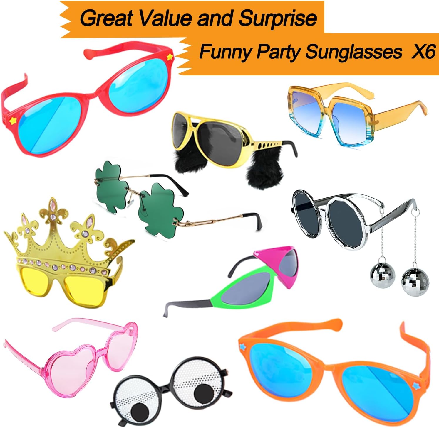 Bulk Large Premium Photo Booth Props Set for Adult Teens, Funny Hats and Large Glasses, Crystal Crown, Inflatable, Card Cutout Props, Photo Booth Prop for All Occasions - Image 3