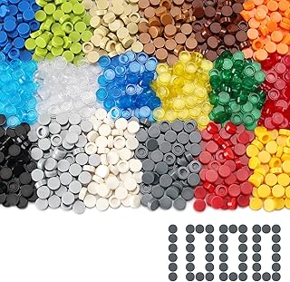 Feleph 1×1 Round Tiles 1000PCS Flat Bricks Parts and Pieces, 18 Colors Bulk Studs Building Accessories for Smooth Surface, Mosaics and Pixel Art Toy Dots Compatible with Major Brands 98138