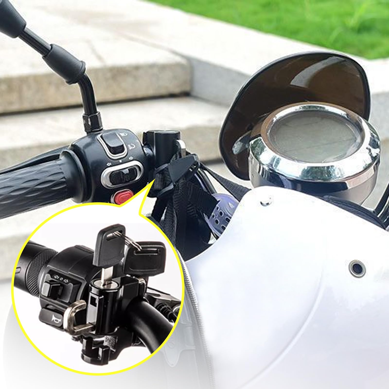 Motorrad-Helmschloss (2 Stück) – Diebstahlschutz Für Helm & Lenker