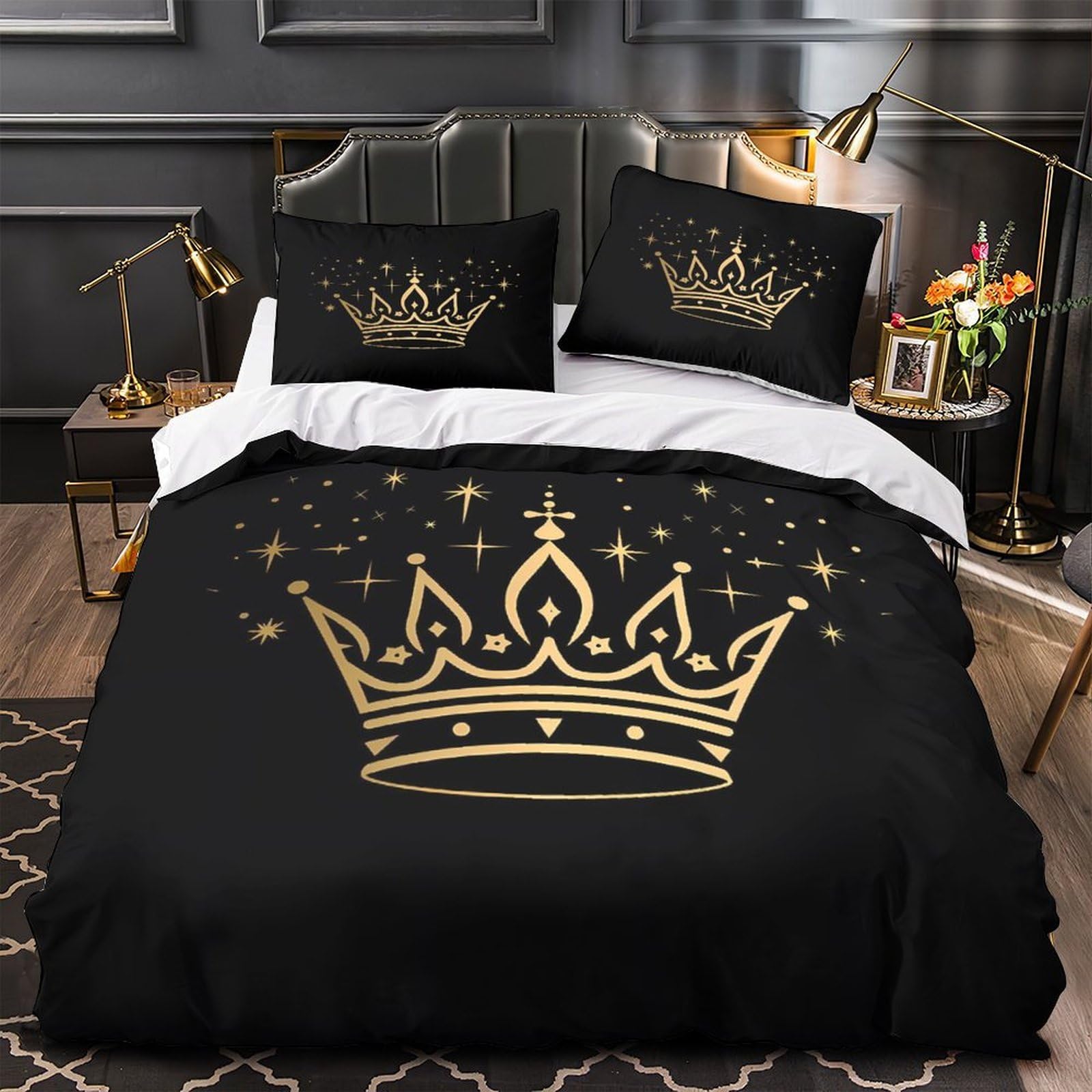 Drap de couette Couronne Royale 3D microfibre 260x220cm pour lit adultes