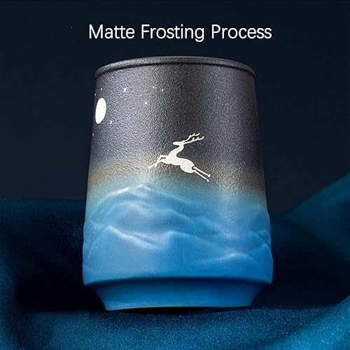 Miniatura 7 de Juego de 2 tazas de café de cerámica, sin asas, proceso de glaseado mate, taza esmaltada grande de 10 onzas para café, latte, té, sushi Yunomi y