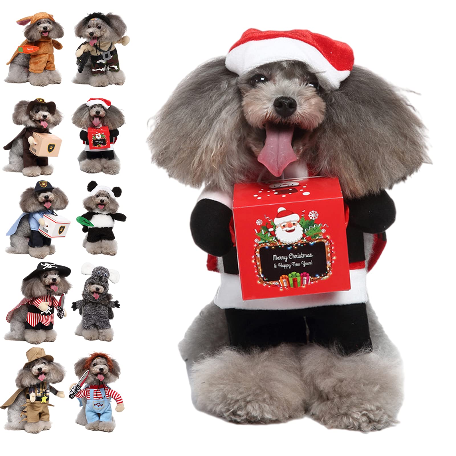 Dog Costumes for Pets，raccoon/rabbit/mercenary/pirate/courier Pooch Dog Costume, Halloween Christmas Panda Hat Cape Clothes Set, Puppy Dog Pet Garment Cosplay Costumes Funny Party Dress Up Accessories