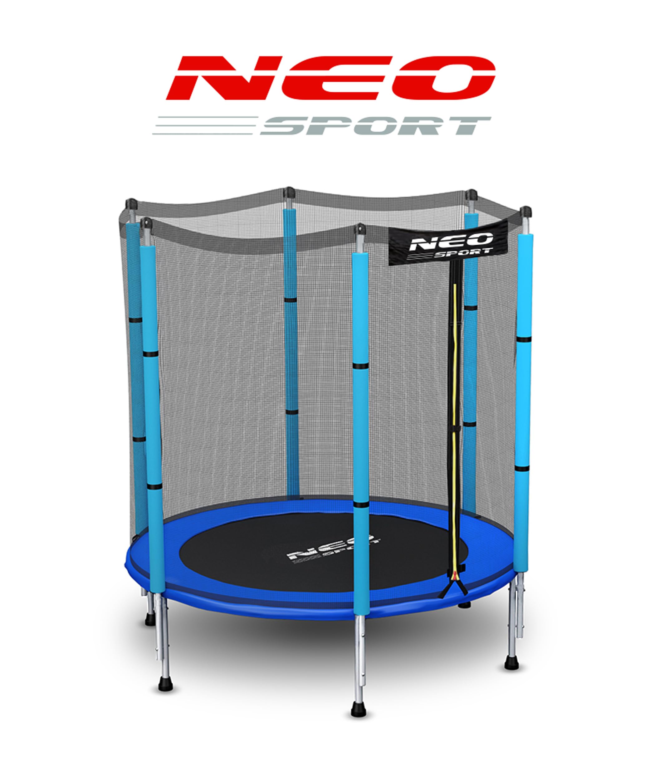 Neo-Sport Trampolin Outdoor Kinder Kleine Gartentrampolin Sicherheitsnetz Außen Leiter Gepolsterte Stangen Wetterfest Rostfrei Blau Schwarz