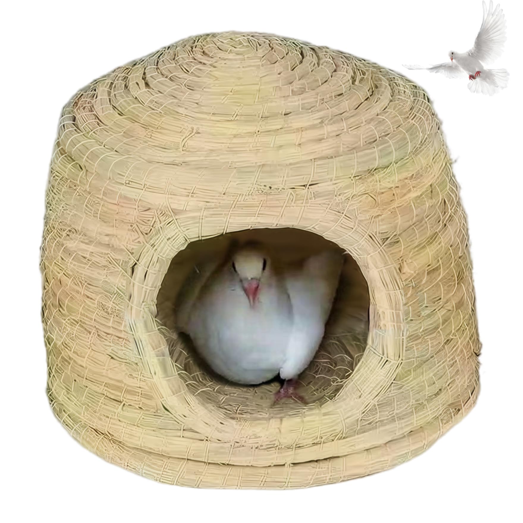 Jorzer Nido de pájaros para Jaula, casa de pájaros Tejidos de Paja para Jaula, Caja de anidación de Periquito a Prueba de Viento de 11.8x8.3 Pulgadas, Caja de anidación portátil.