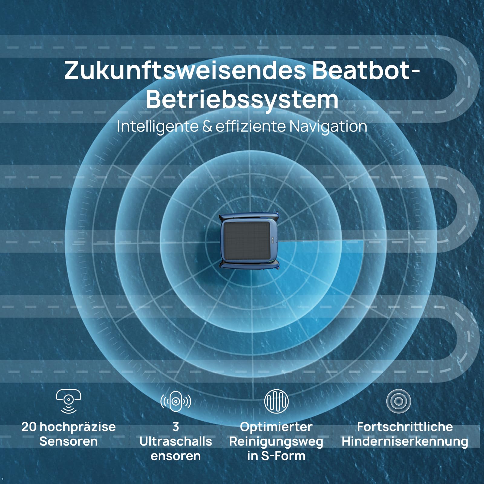 Beatbot iSkim Ultra solarbetriebener Roboter, Poolskimmer für Oberfläche | Dual-Ladeoptionen, Wasserklärung, Rand- und Eckenreinigung, Steuerung per App, Ice Blue