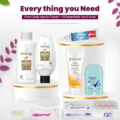 Miniatura 3 de Trektote Toiletry Kit For Women, Featuring Top Brand Toiletries for Whole Body, TSA Compliant Travel Essentials with Shampoo, Conditioner, Lotion