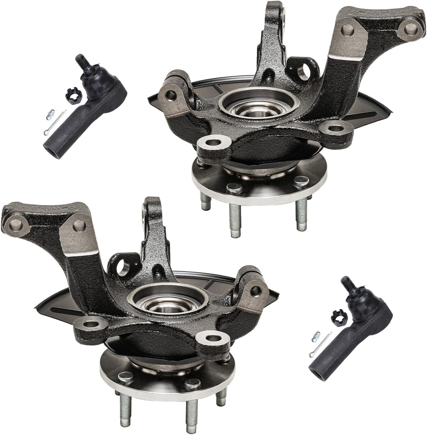 Detroit Axle Front Steering Knuckles and Wheel Hub Bearing Assembly Kit (includes 2 knuckles and 2 outer tie rods)