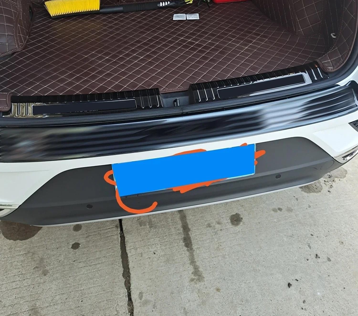Embellecedor Parachoques Trasero para VW para T-Roc TROC 2017-2024 Protector Umbral Puerta Acero para Portón Trasero(Black)