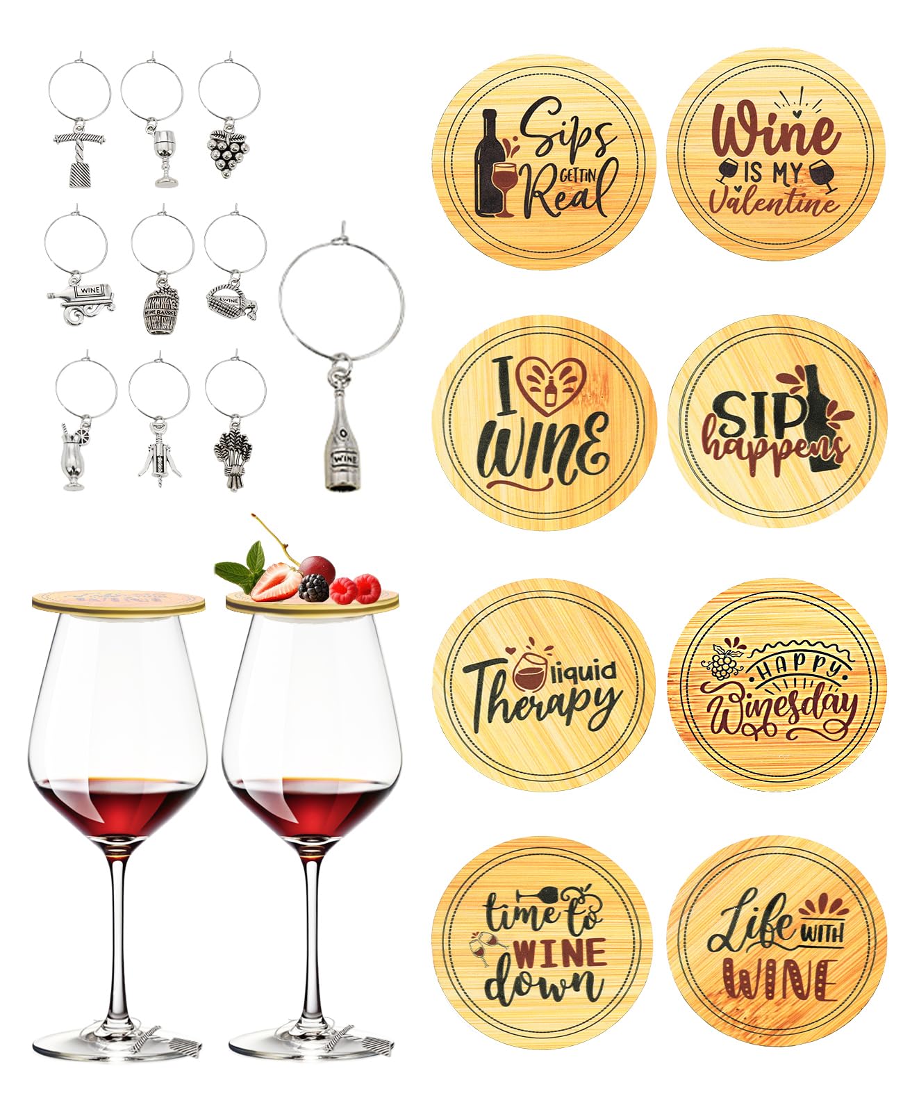AceList8 Pcs Wine Glass Charcuterie Toppers, Wine Glass Covers Effectively Prevent Bugs from Entering Your Drinks, Perfect for Party Wine Accessories and Housewarming Gifts