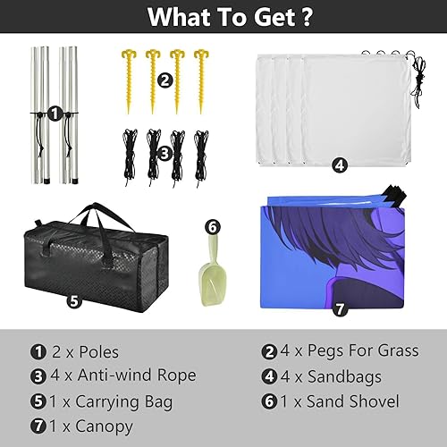 Miniatura 4 de Elf - Tienda de campaña plegable azul UPF50+ de fácil instalación con bolsas de arena, pala de arena, postes para patio trasero y campamento