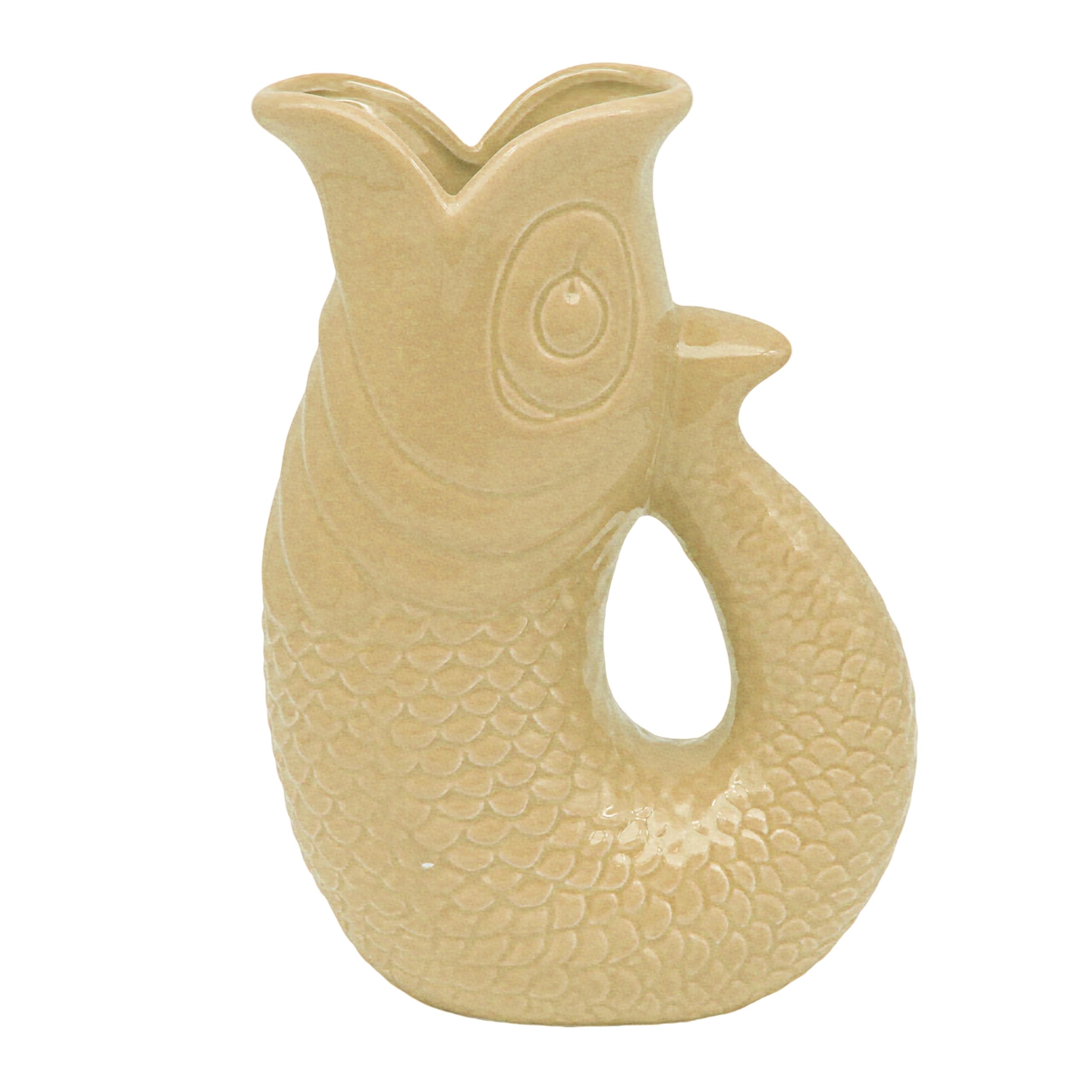 L & P Home & Gifts Sand 26Cm Lesser & Pavey Fish Jug/Vase | Decorative Ceramic Flower Vase | Stylish Home Décor Jug | Unique Alternative To Glass Vase For Flower Lovers