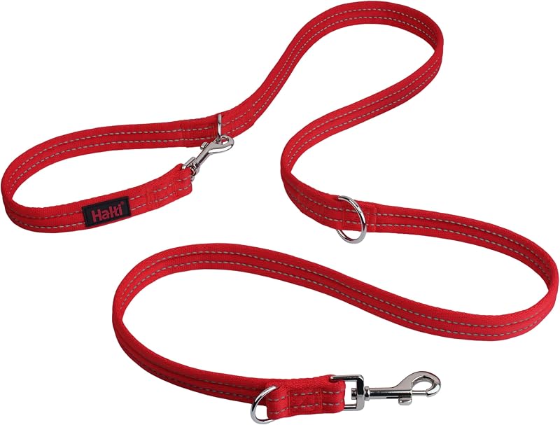 Correa para perros de entrenamiento | Tamaño Grande, Rojo, 2m | Correa para perros de doble extremo sin tirones | Ligero, suave y duradero | Ideal para entrenamiento de obediencia y paseos diarios con perros y cachorros