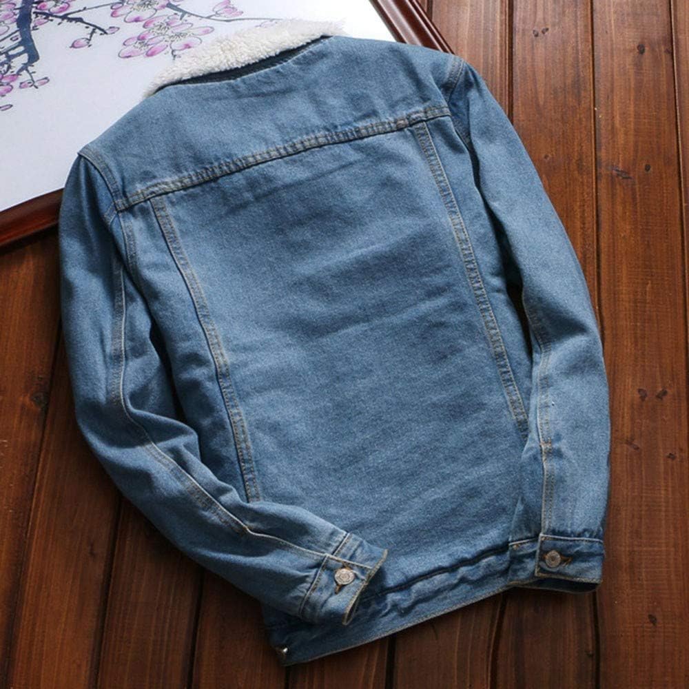 WUAI-Women Oversized Denim Coat Jean Jacket Winter Thick Warm Sherpa Fur Lined Denim Trucker Jacket