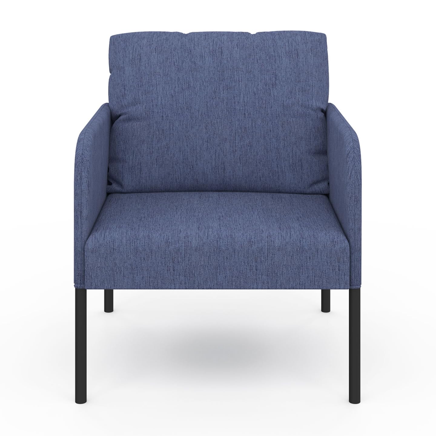 IDMarket - Sillón Auguste tejido azul, patas metálicas, color negro
