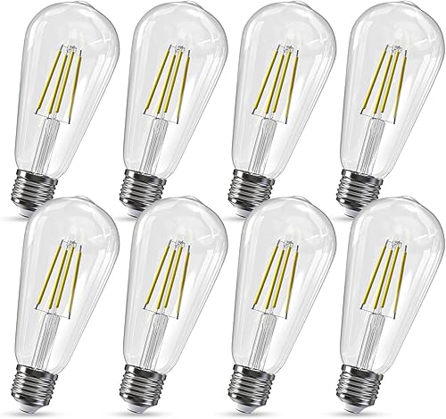 Miniatura 17 de Jensense Edison - Bombillas LED E26, equivalente a 60 vatios, bombillas regulables, 5000 K, luz diurna, blanco frío, vintage, 7 W, bombillas Edison