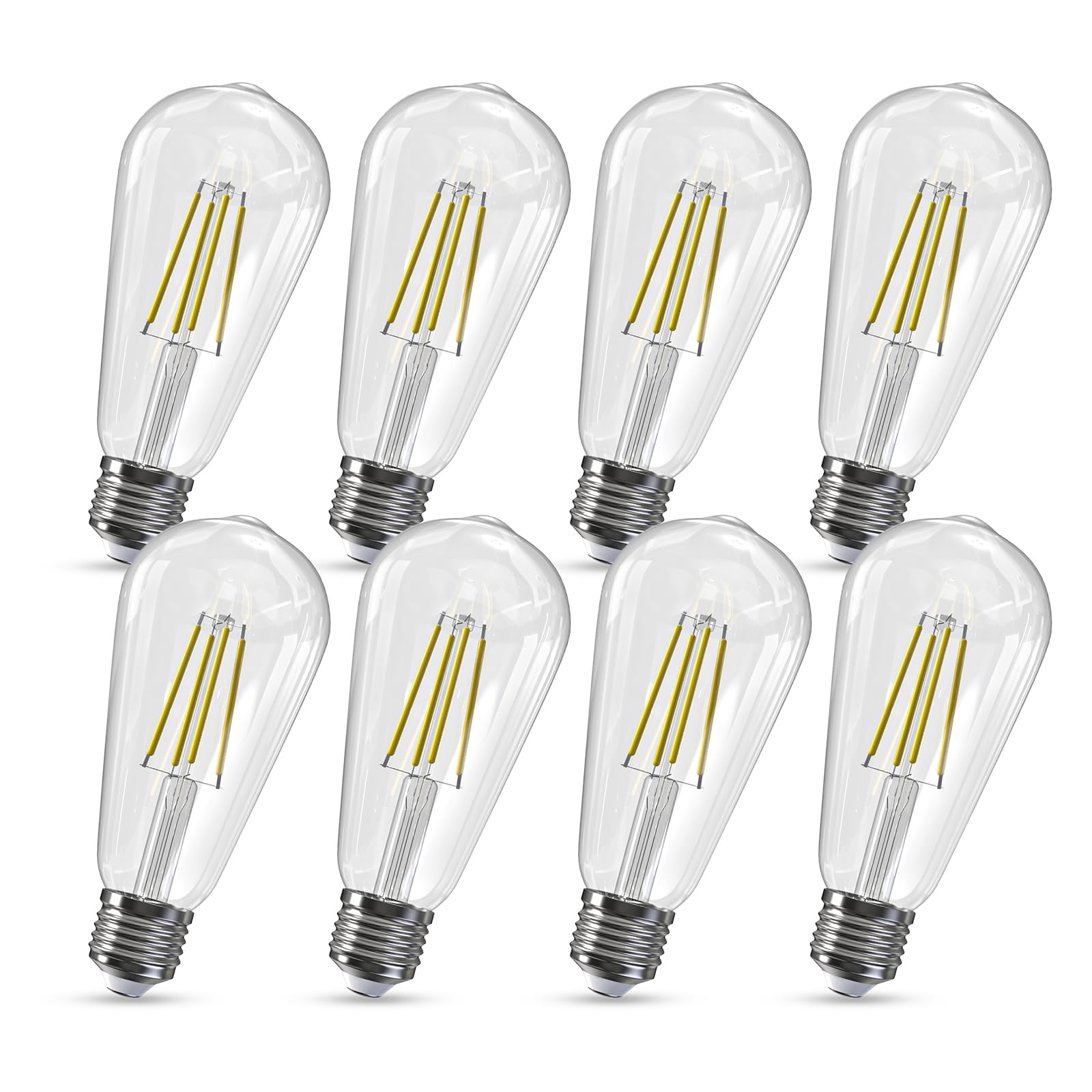 Jensense Edison Bulbs E26 LED Bulb 60 Watt Equivalent, Vintage LED Light Bulbs CRI90+ ST19, Dimmable Clear Light Bulbs (5000K Daylight, 7watt-8 Pack)