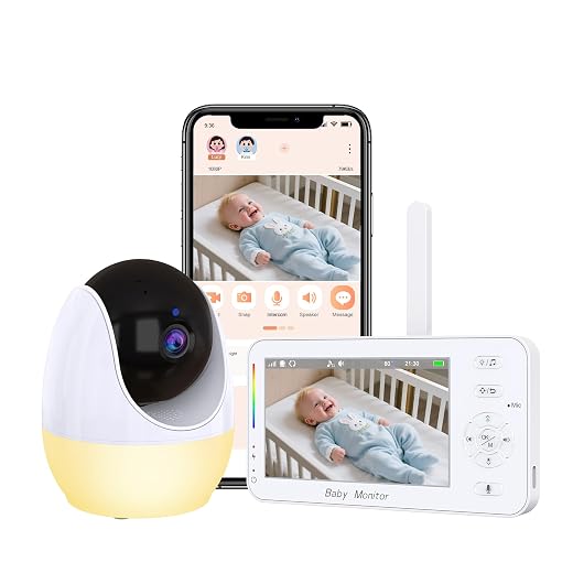Babá Eletrônica com Tela 4.3" e WiFi, Câmera HD 1080P, Visão Noturna Infravermelha, Monitor LCD Digital, Bateria 3500mAh, Intercomunicador Bidirecional, 110-220V