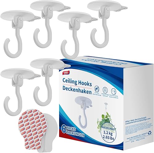 Miniatura 10 de TAILI Ganchos adhesivos de techo para plantas colgantes, resistentes sin taladros, ganchos de pared adhesivos extraíbles para colgar luces