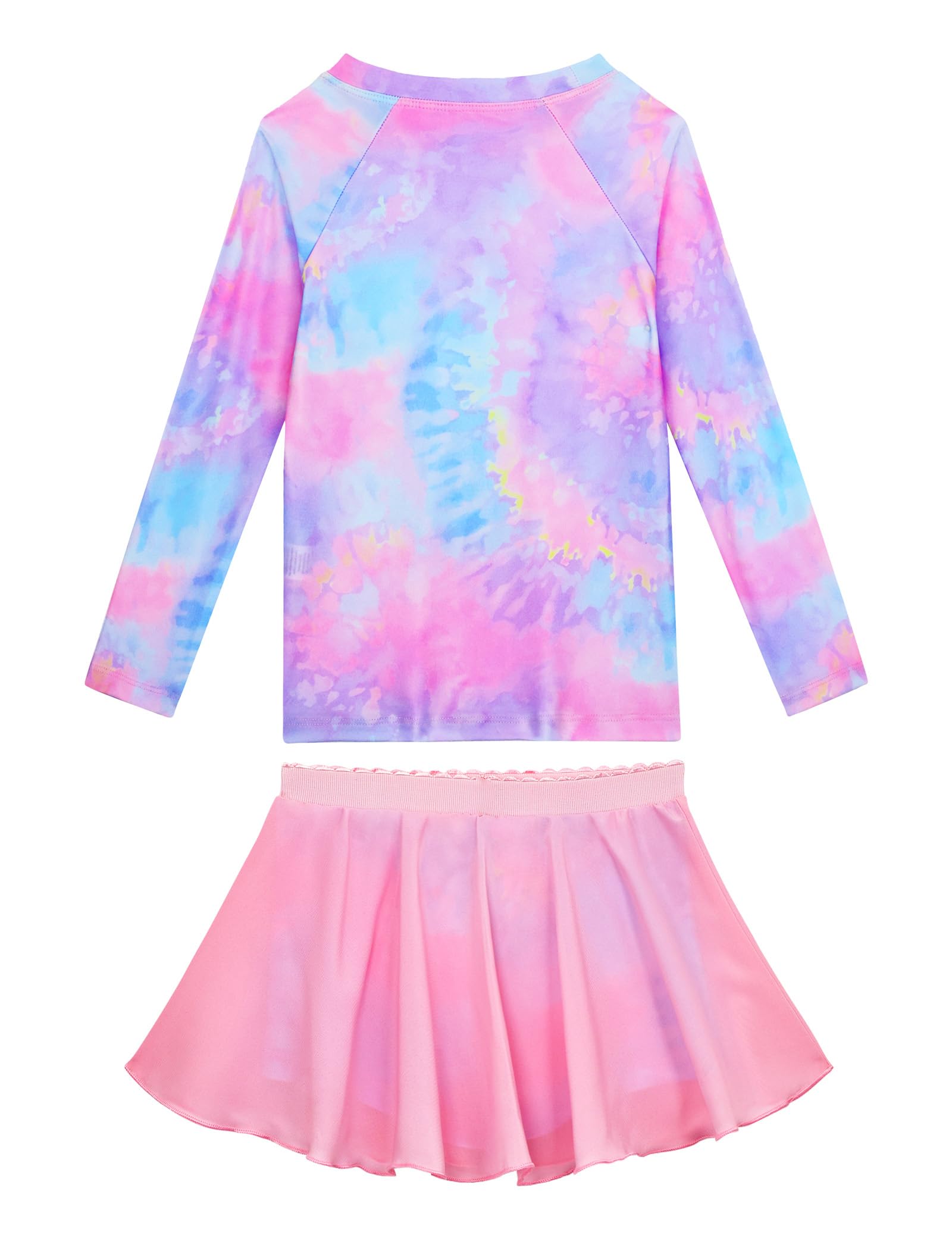 Snowheart Girls Rash Guard Swimsuit Set Long Sleeve Bathing Suit Two Piece 3-12 Years Pink Purple