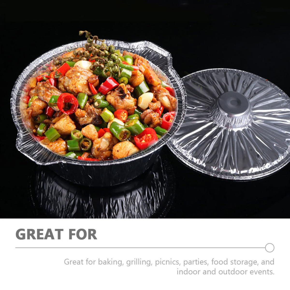 Bandeja Desechable 5300ml para Barbacoa de Papel de Aluminio | Plata, Uso Interior y Exterior, Apta para Horneado, Fácil de Almacenar y Transportar
