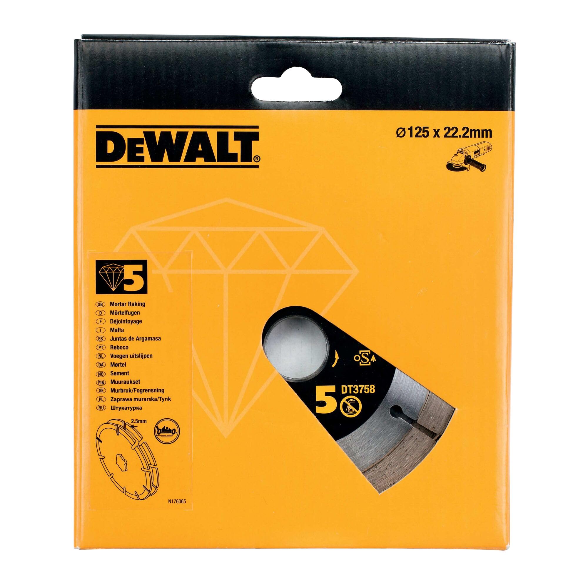 DeWalt, DT3758, QZ, Doble disco para cortar mortero de 125mm
