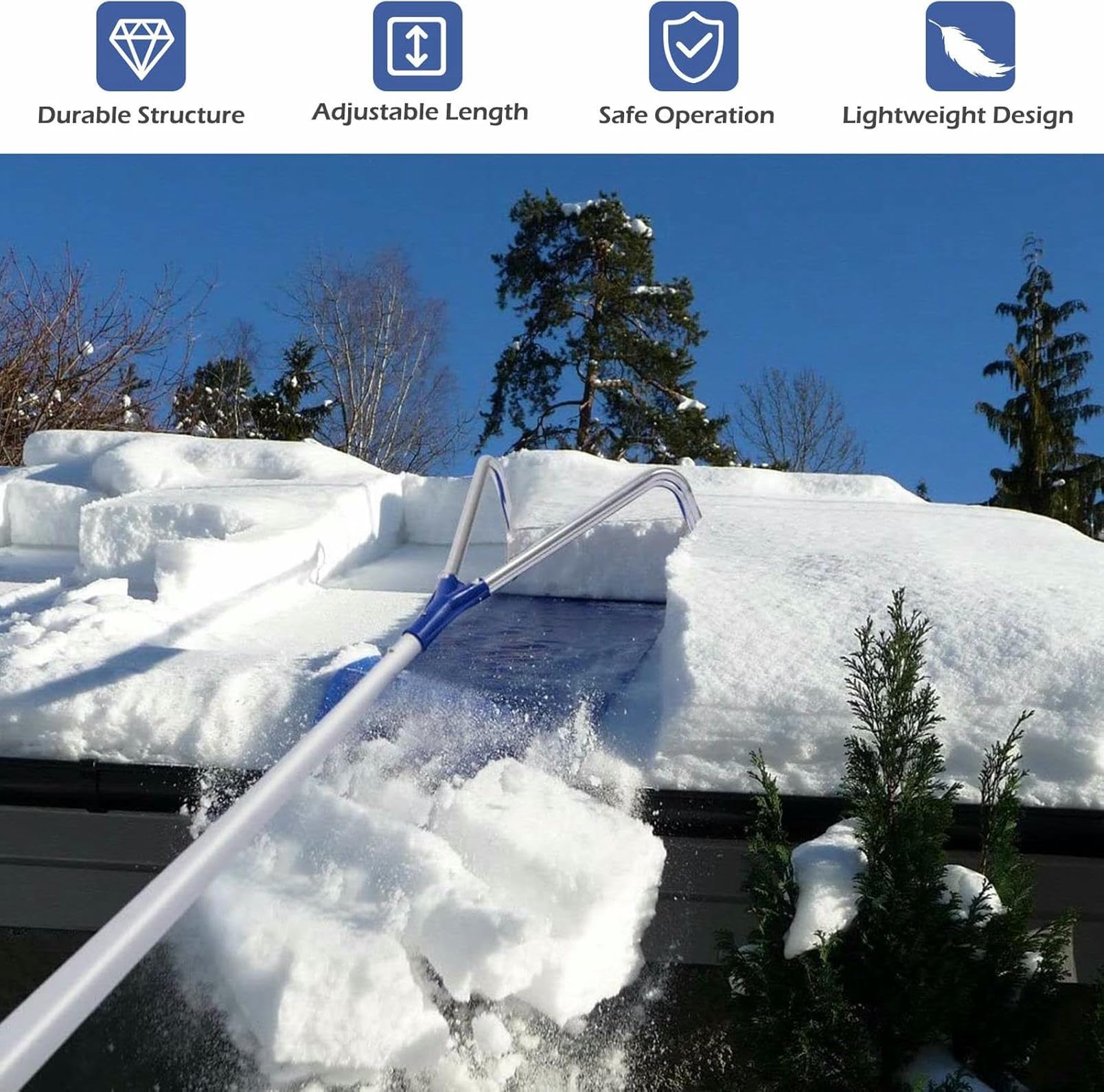 Rastrillo de nieve ligero y extensible, fácil de manipular para propietarios de viviendas mayores, promueve una vida independiente