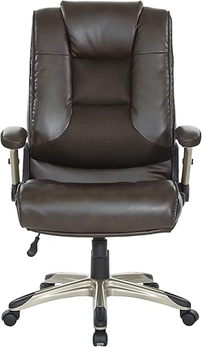 Miniatura 4 de Office Star ECH Series - Silla de oficina ejecutiva de cuero regenerado con soporte lumbar integrado y brazos abatibles acolchados, color espresso