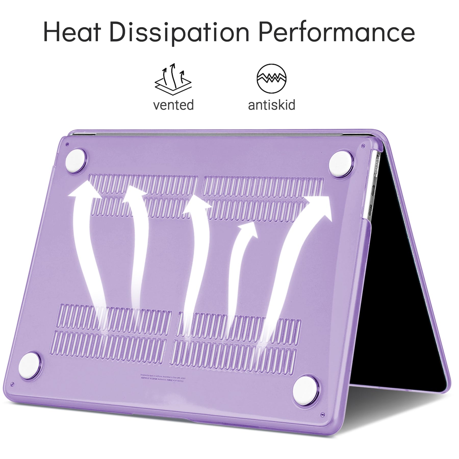 TECOOL Cover compatibile con MacBook Air M4 M3 M2 13,6 Pollici 2022 2024 2025 (A3240 A3113 A2681), Custodia Rigida Protettiva Sottile in Plastica e Copritastiera UE, Cristallo Lilla