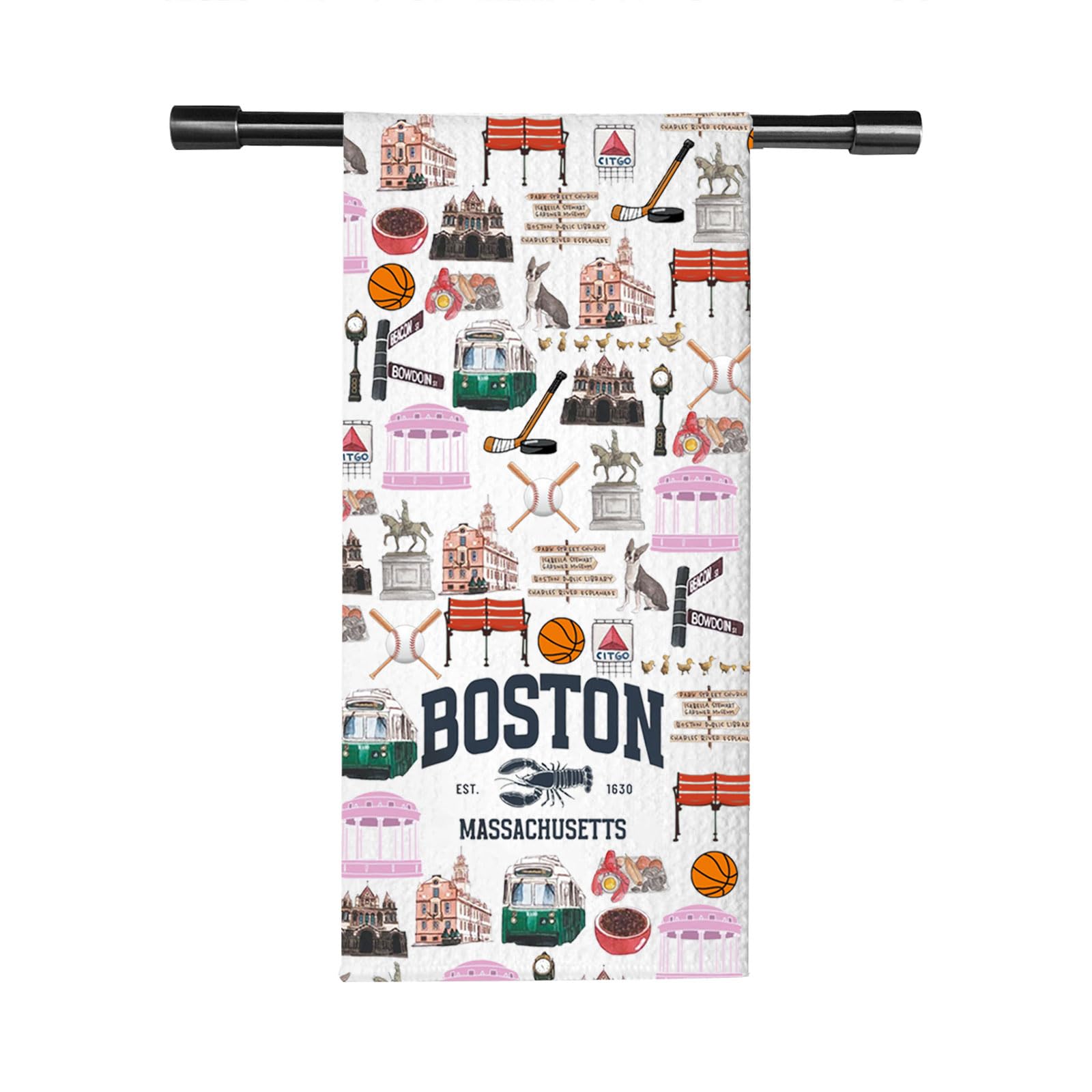 TSOTMO Lobster Gift Boston EST 1630 Massachusetts Kitchen Towel Massachusetts Travel Boston State Trip Gift for Travelers (Boston Towel)