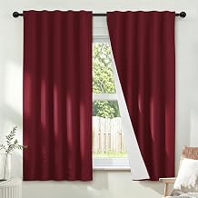 Yakamok 100% Blackout Curtains for Bedroom, 63 inches Long Thermal Insulated Curtains Noise Reduce Back Tab and Rod Pocket Window Panels for Living Room, 2 Panels, 40 x 63 Inch, Burgundy Red