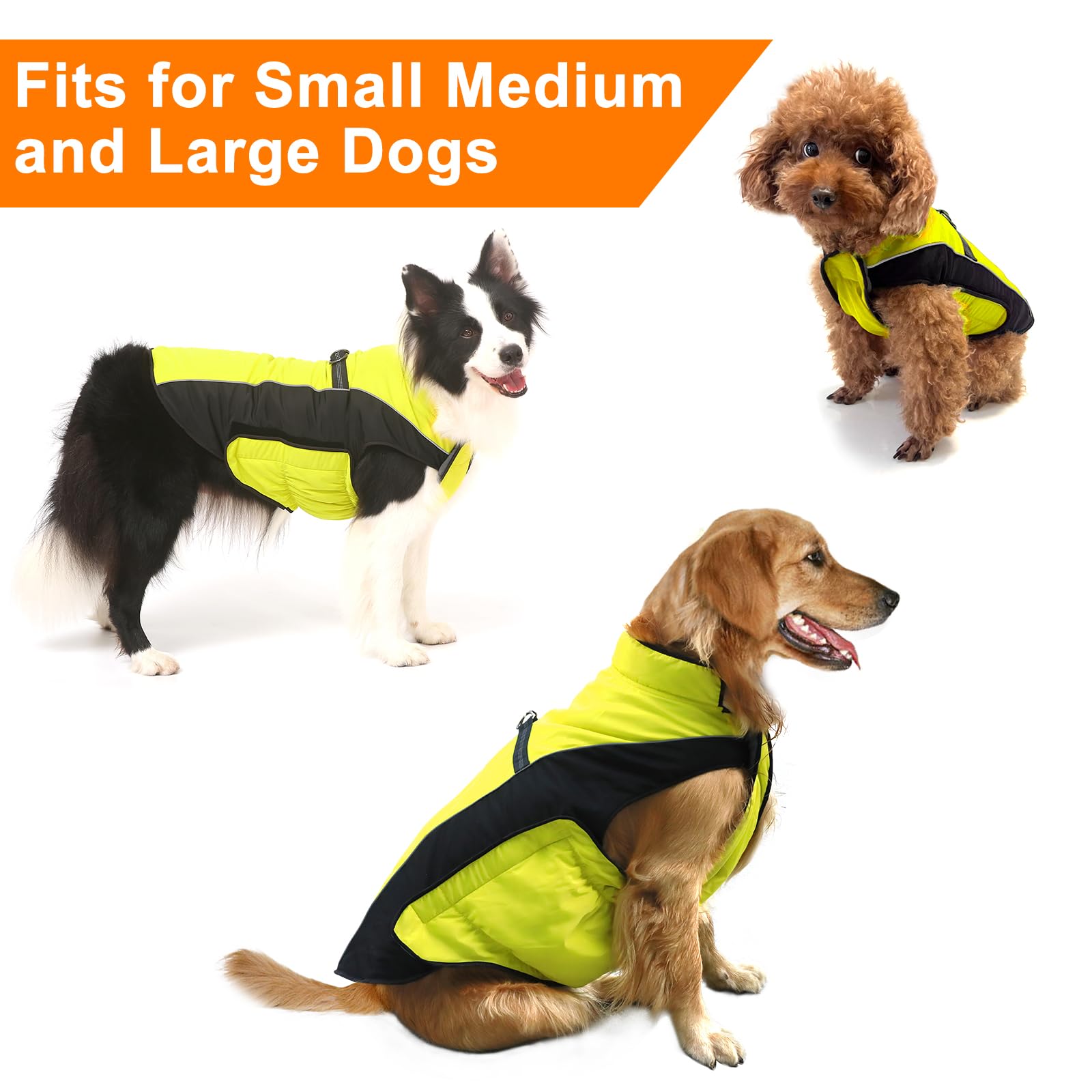Dog Coat, Dog Jacket with Harness, Dogs Coats Waterproof, Reflective Winter Fleece Jackets, Fleece Lining Warm Vest - Image 4